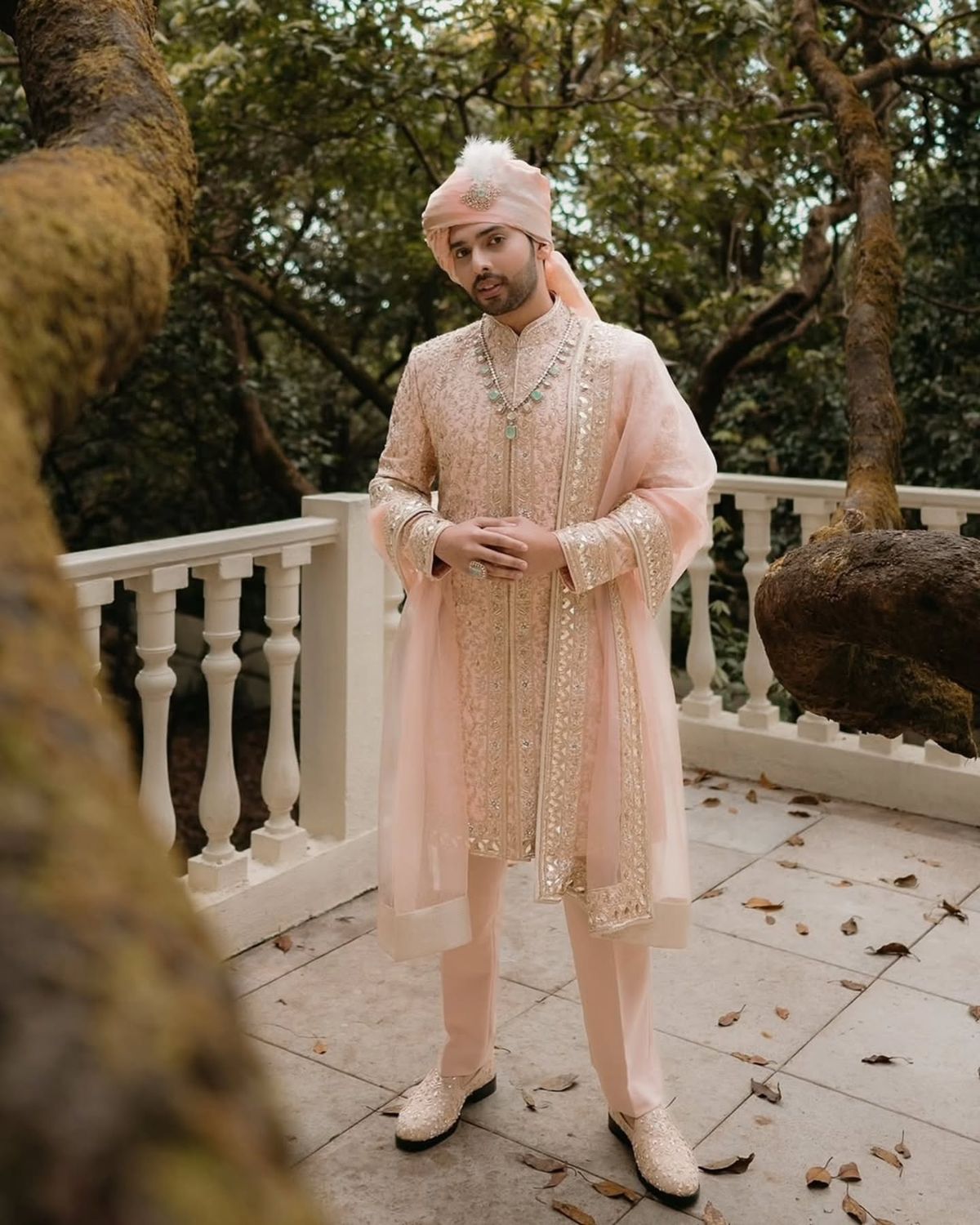 154fe8e2300a3850276647fbbc2373db Cloud Pink Embellished Sherwani Set