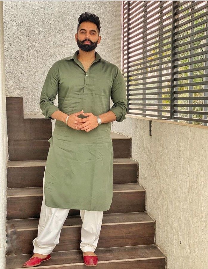 Soft Green Floral Patterned Kurta Set