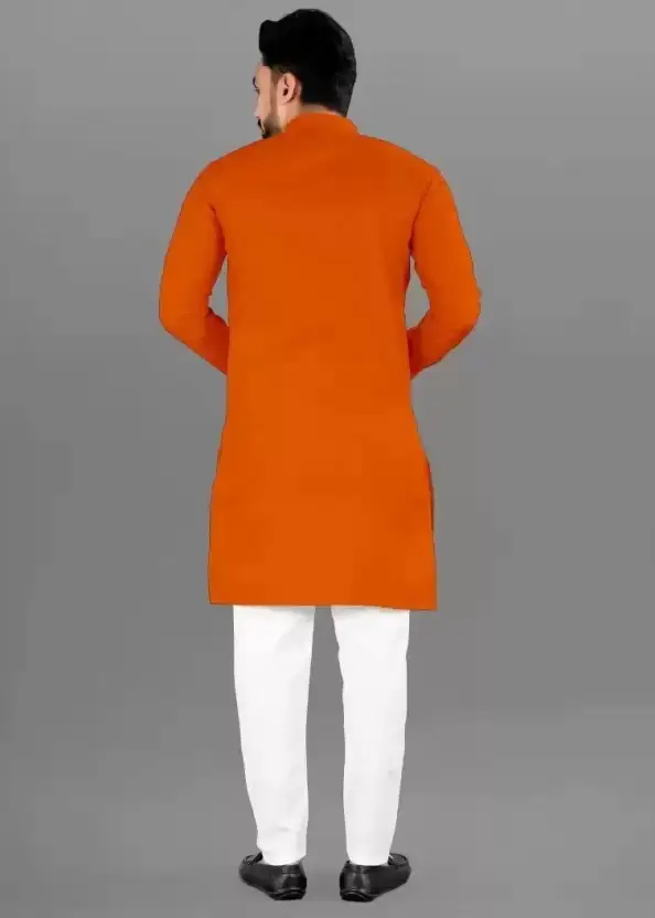 s-orange-khrisha-enterprise-original-imaggas8gzzghhmd Men Cotton Blend Kurta Pyjama Set